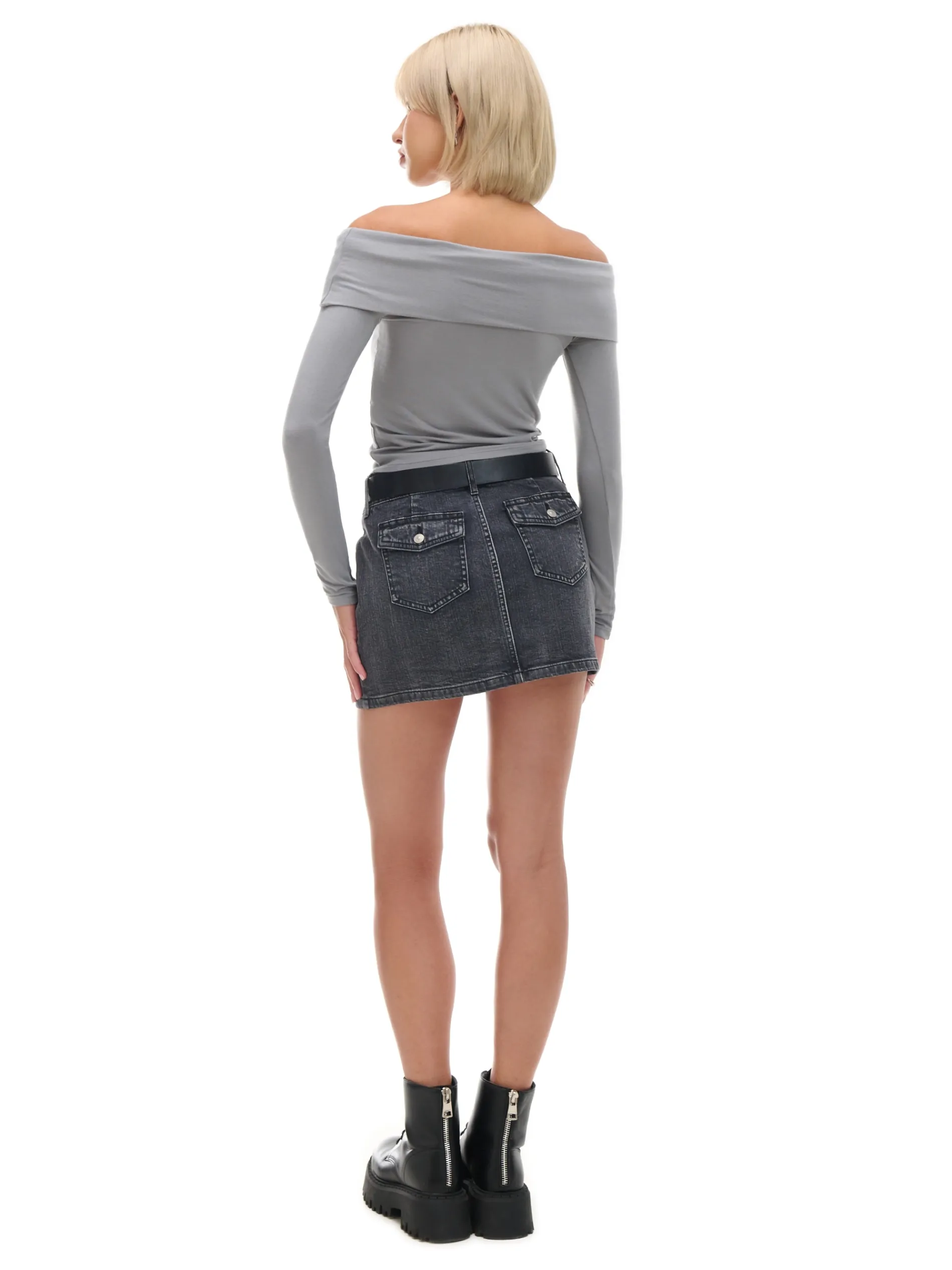 Cropp Koszulki, Topy*Szara bluzka z hiszpańskim dekoltem