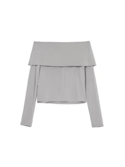 Cropp Koszulki, Topy*Szara bluzka z hiszpańskim dekoltem