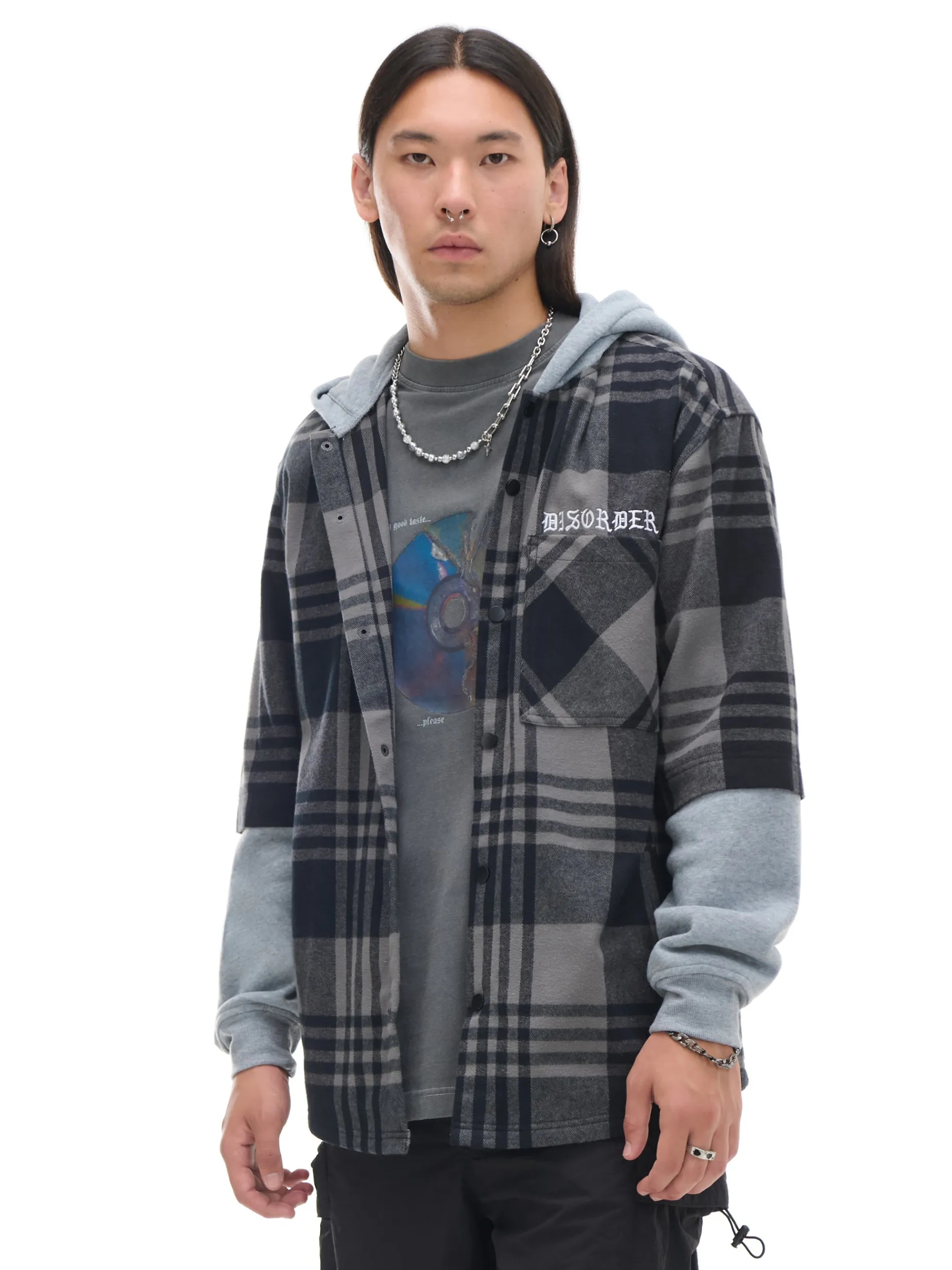 Cropp Koszule*Szara koszula z kapturem i kieszeniami