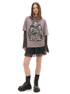 Cropp Unisex|Unisex*Szara koszulka z motywem kościotrupów UNISEX