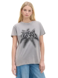 Cropp Koszulki, Topy*Szara koszulka z nadrukiem