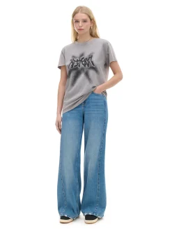 Cropp Koszulki, Topy*Szara koszulka z nadrukiem