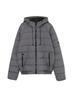 Cropp Kurtki Zimowe|Kurtki, Płaszcze*Szara pikowana kurtka z kapturem