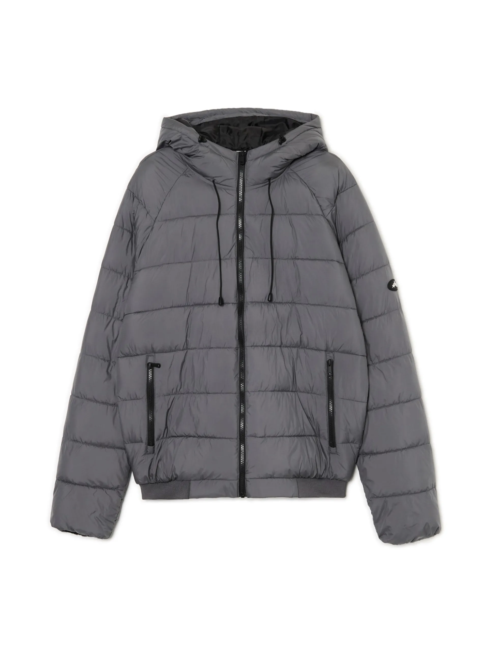 Cropp Kurtki Zimowe|Kurtki, Płaszcze*Szara pikowana kurtka z kapturem