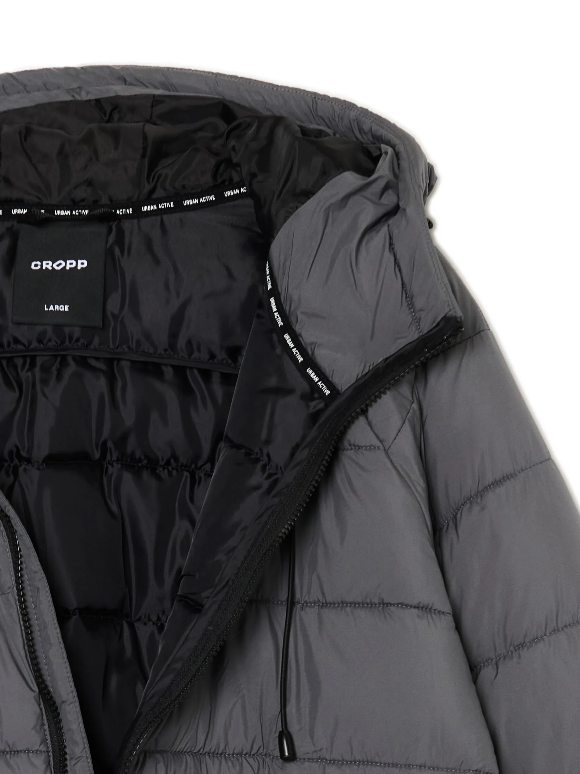 Cropp Kurtki Zimowe|Kurtki, Płaszcze*Szara pikowana kurtka z kapturem