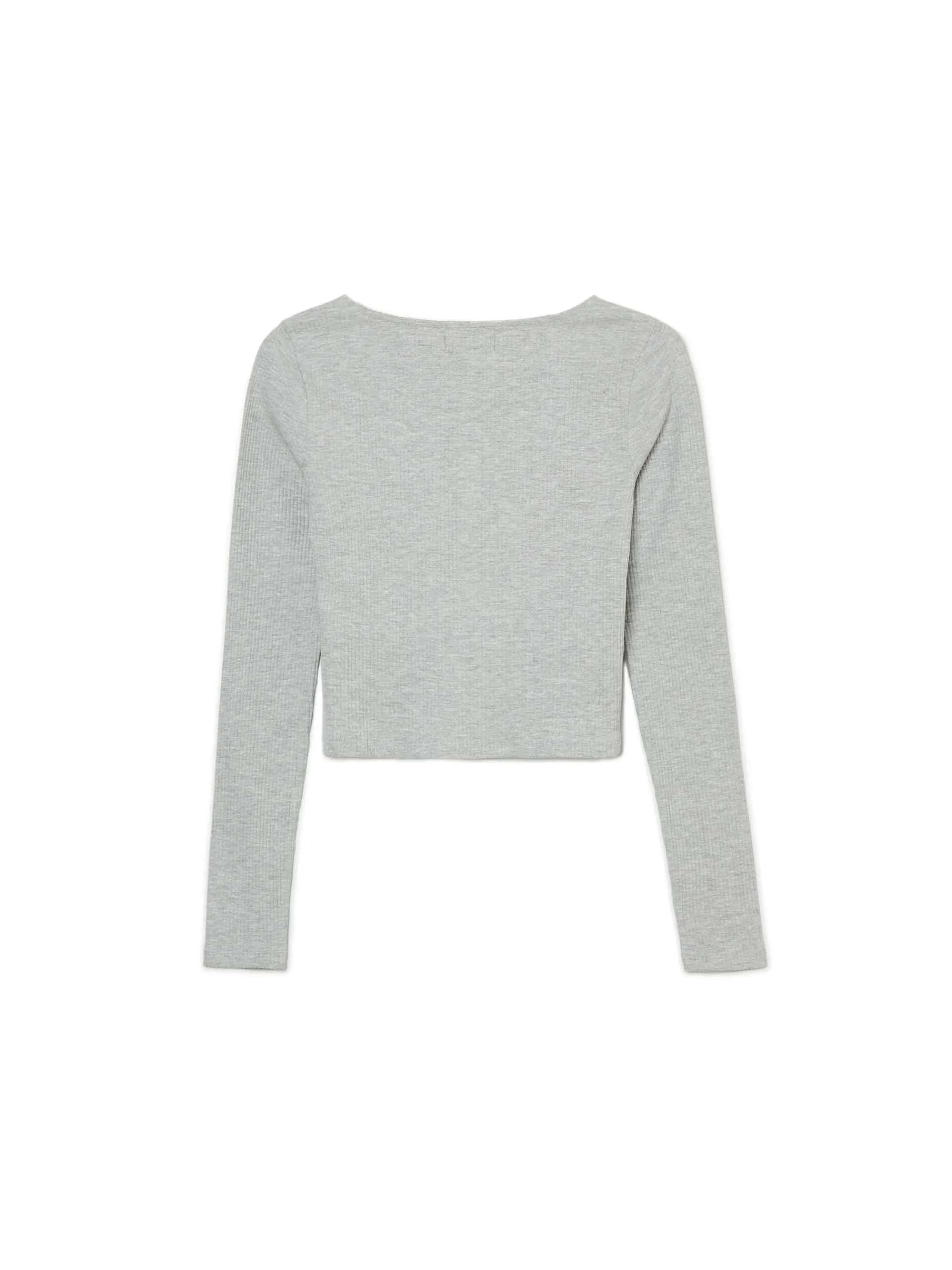 Cropp Koszulki, Topy*Szara prążkowana bluzka na napy