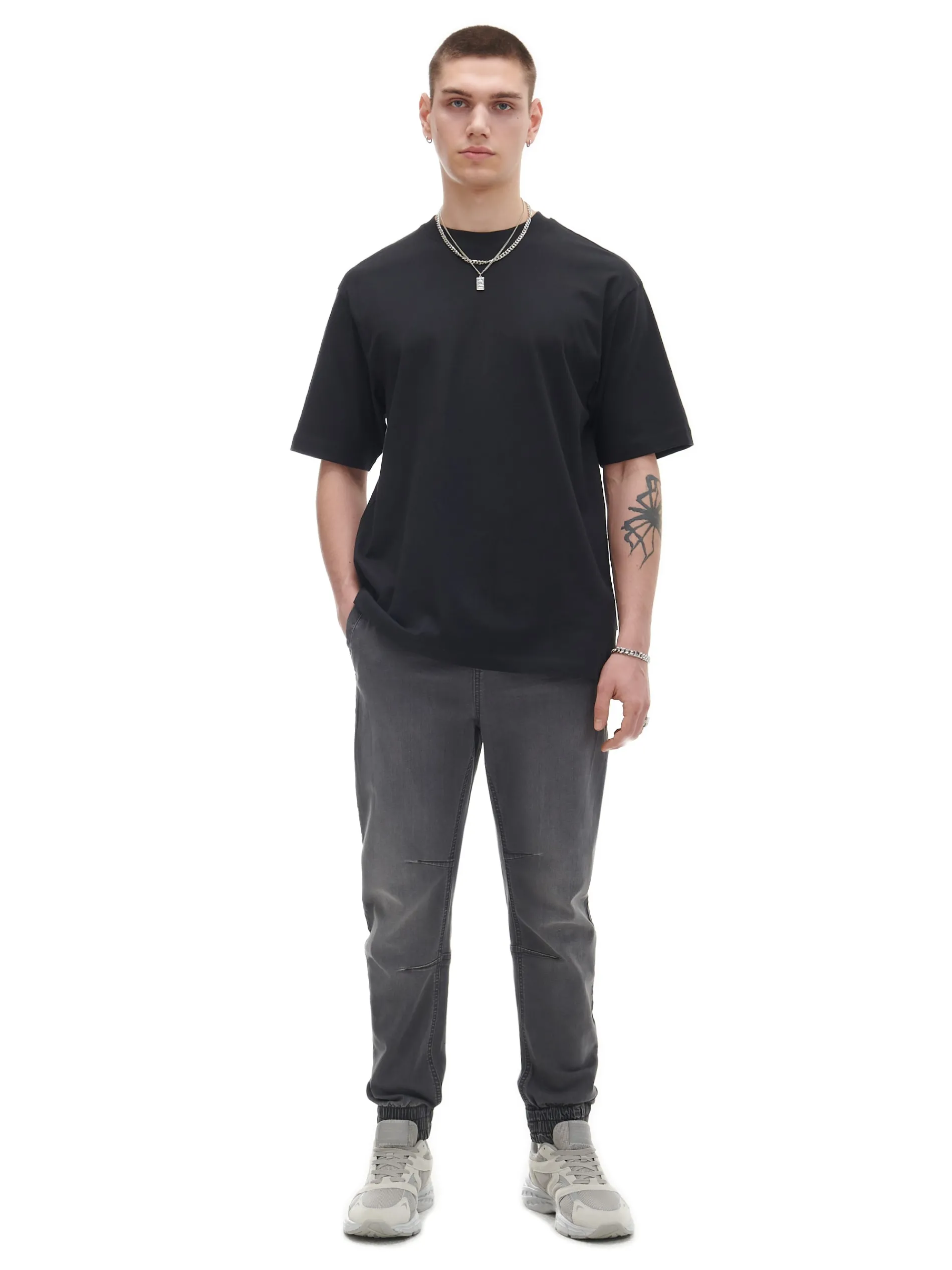 Cropp Jeansy*Szare jeansowe joggery chino