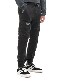 Cropp Jeansy*Szare jeansy jogger z kieszeniami cargo