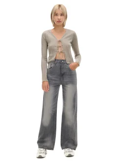 Cropp Jeansy*Szare jeansy retro wide leg