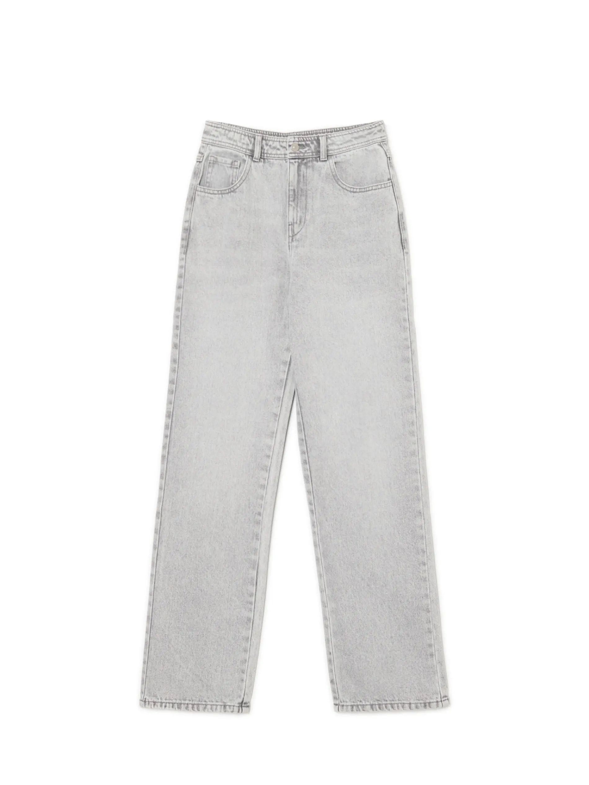 Cropp Jeansy*Szare jeansy straight z efektem sprania