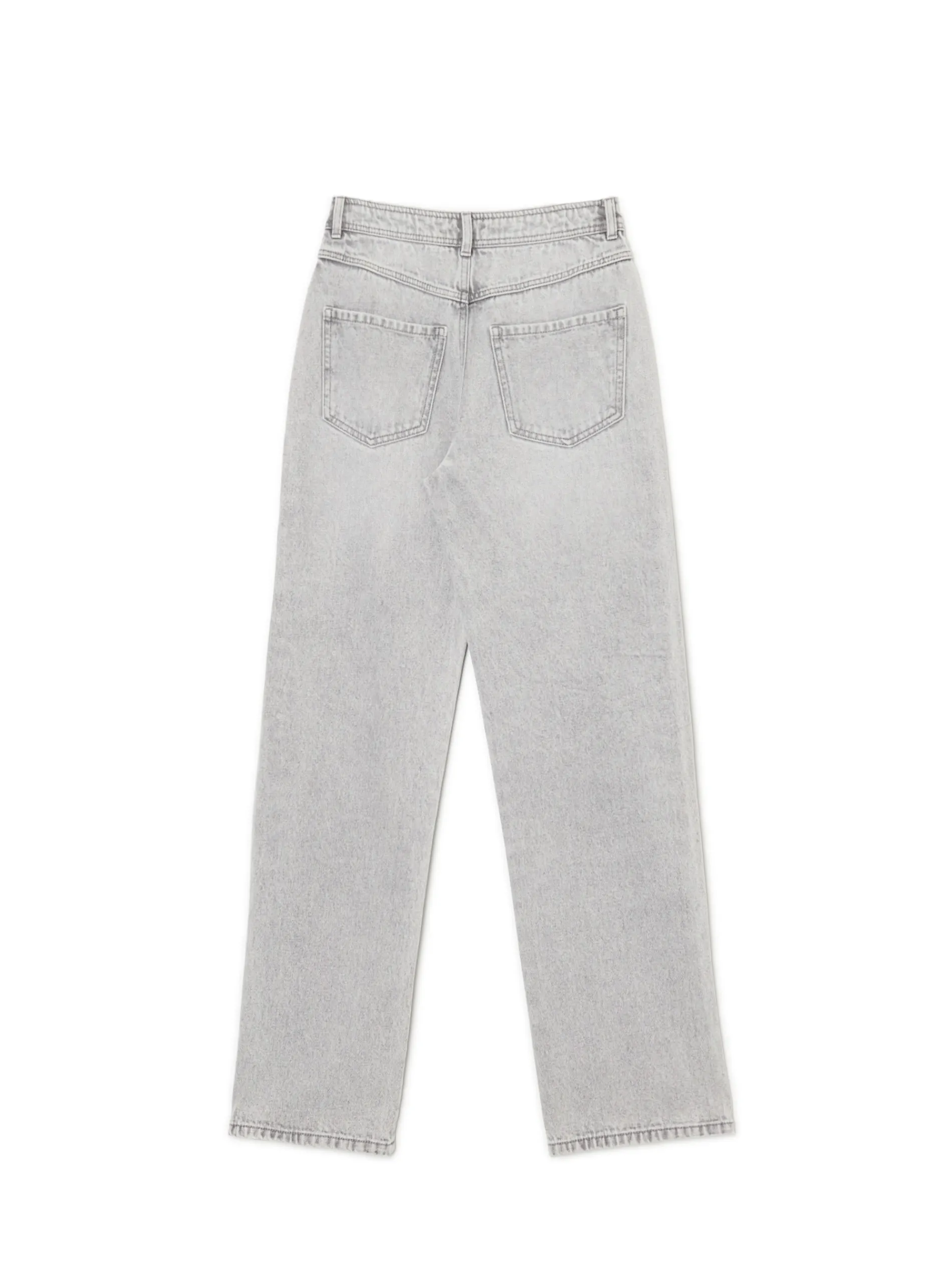 Cropp Jeansy*Szare jeansy straight z efektem sprania