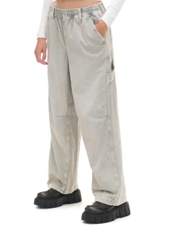 Cropp Spodnie*Szare spodnie baggy z wysokim stanem