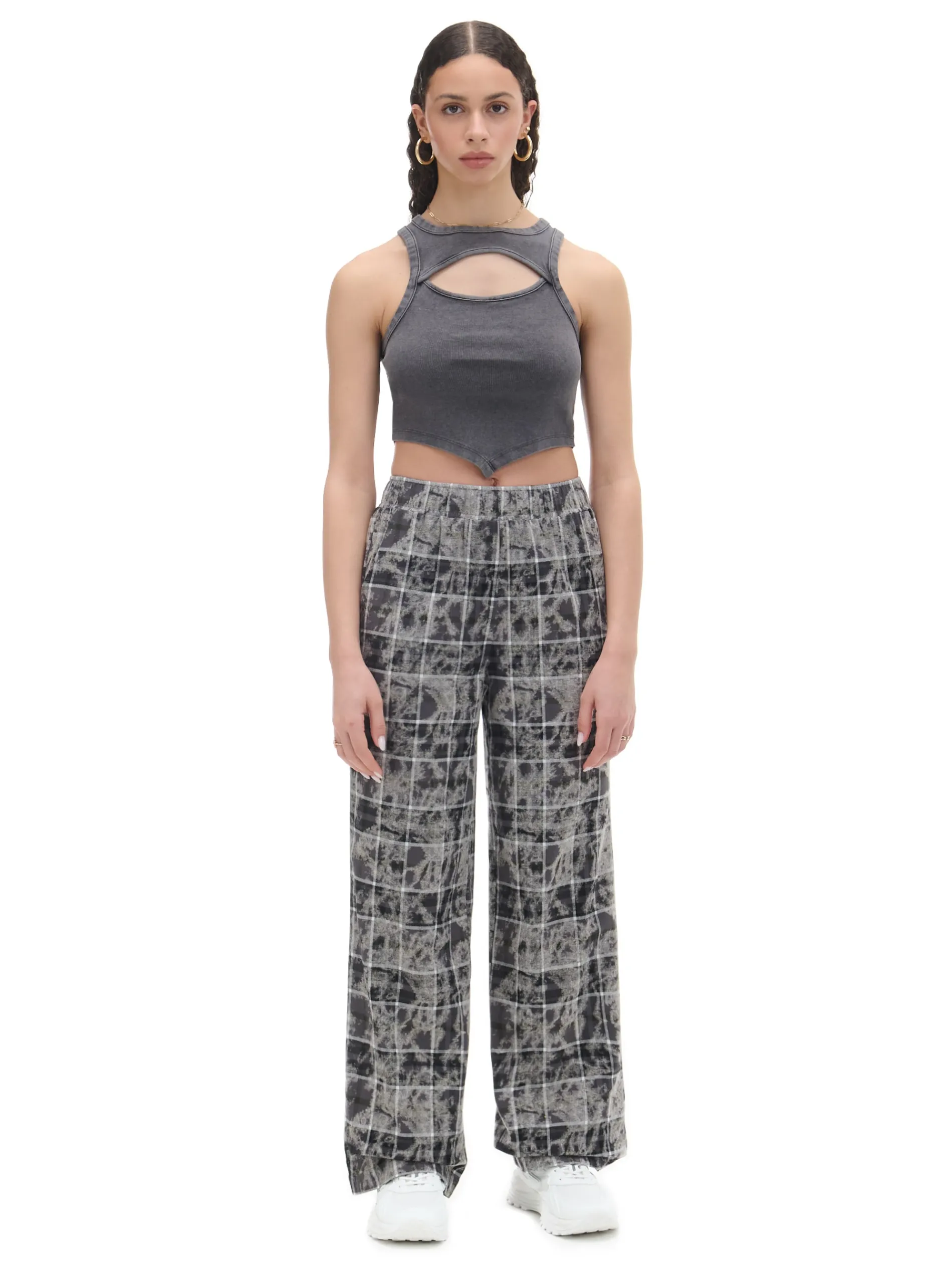 Cropp Spodnie*Szare spodnie w marmurkową kratę