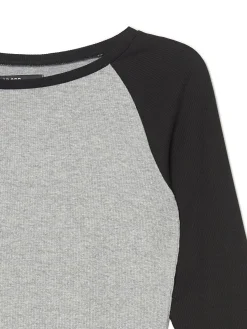 Cropp Koszulki, Topy|Koszule, Bluzki*Szaro-czarna bluzka z długim rękawem