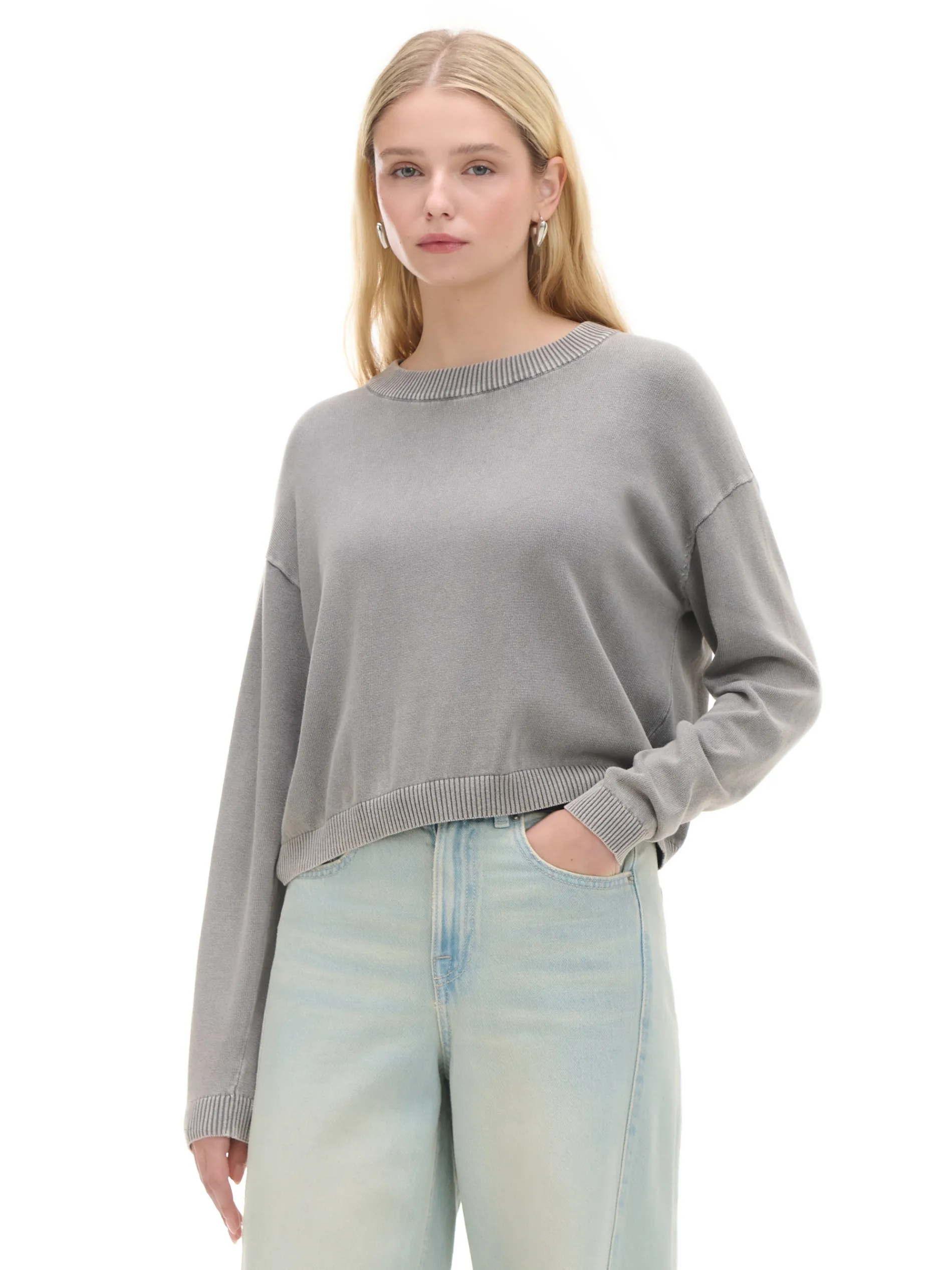 Cropp Swetry*Szary sweter z efektem sprania