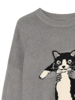 Cropp Swetry*Szary sweter z kotem