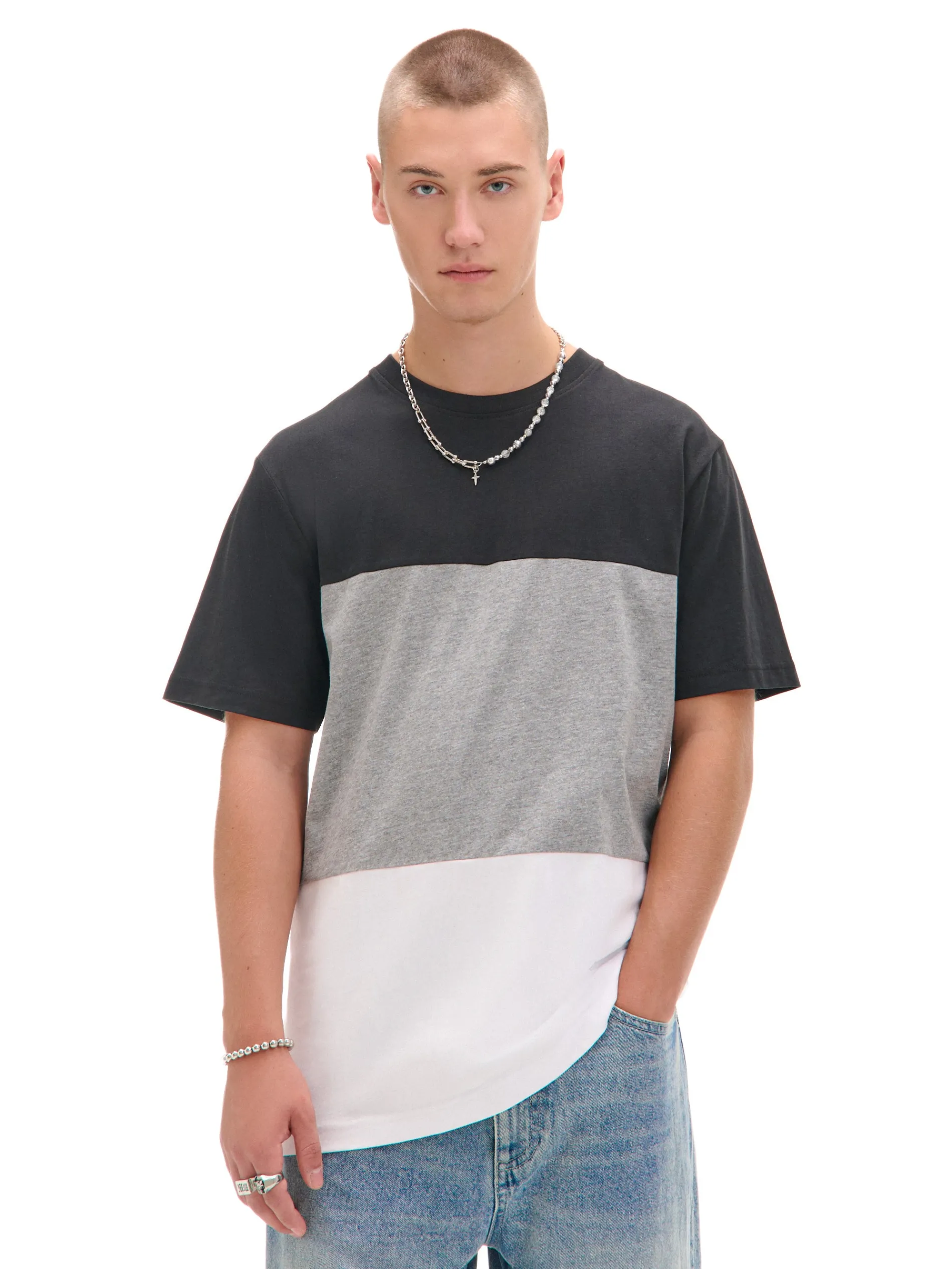 Cropp Koszulki*Trójkolorowa koszulka w pasy