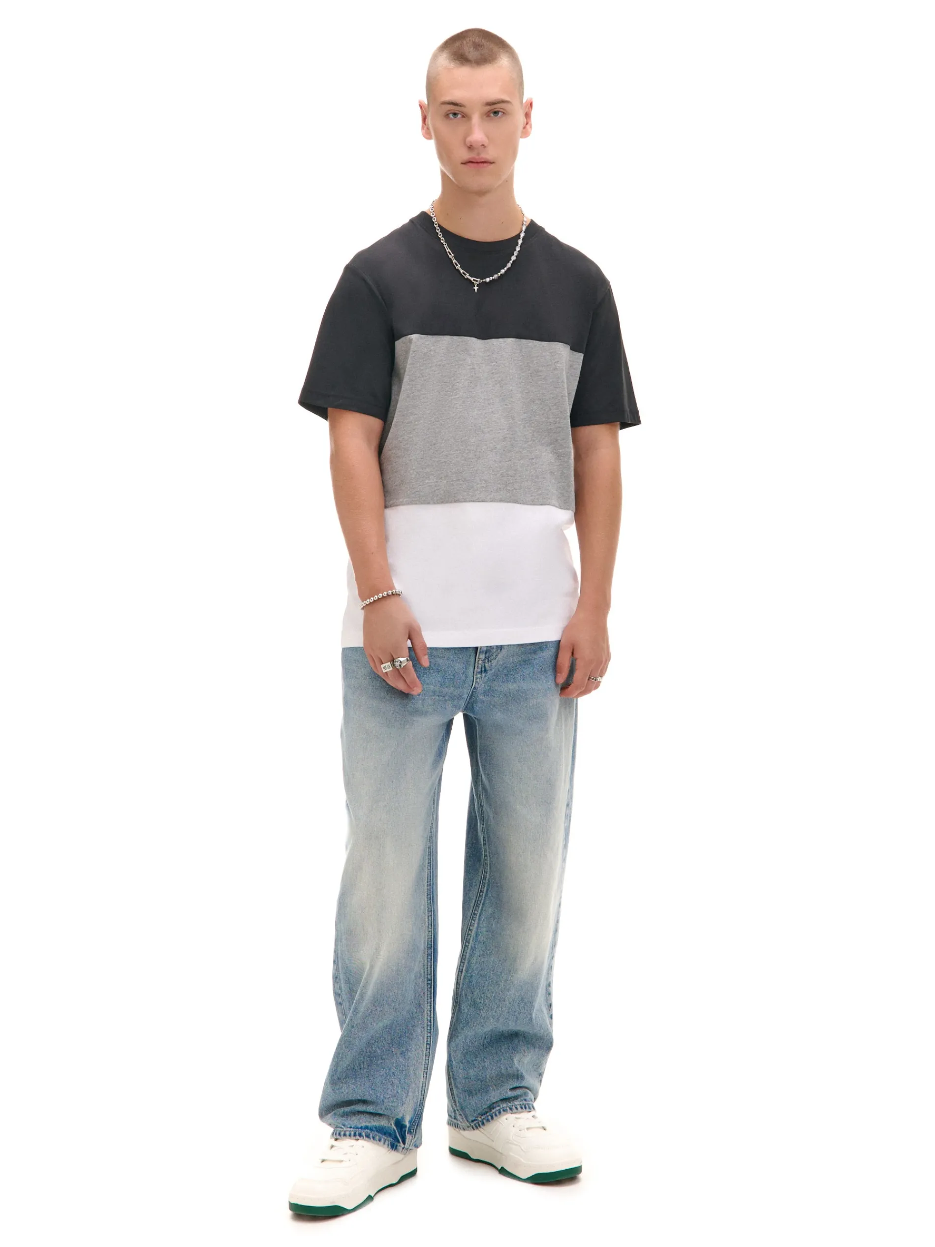 Cropp Koszulki*Trójkolorowa koszulka w pasy