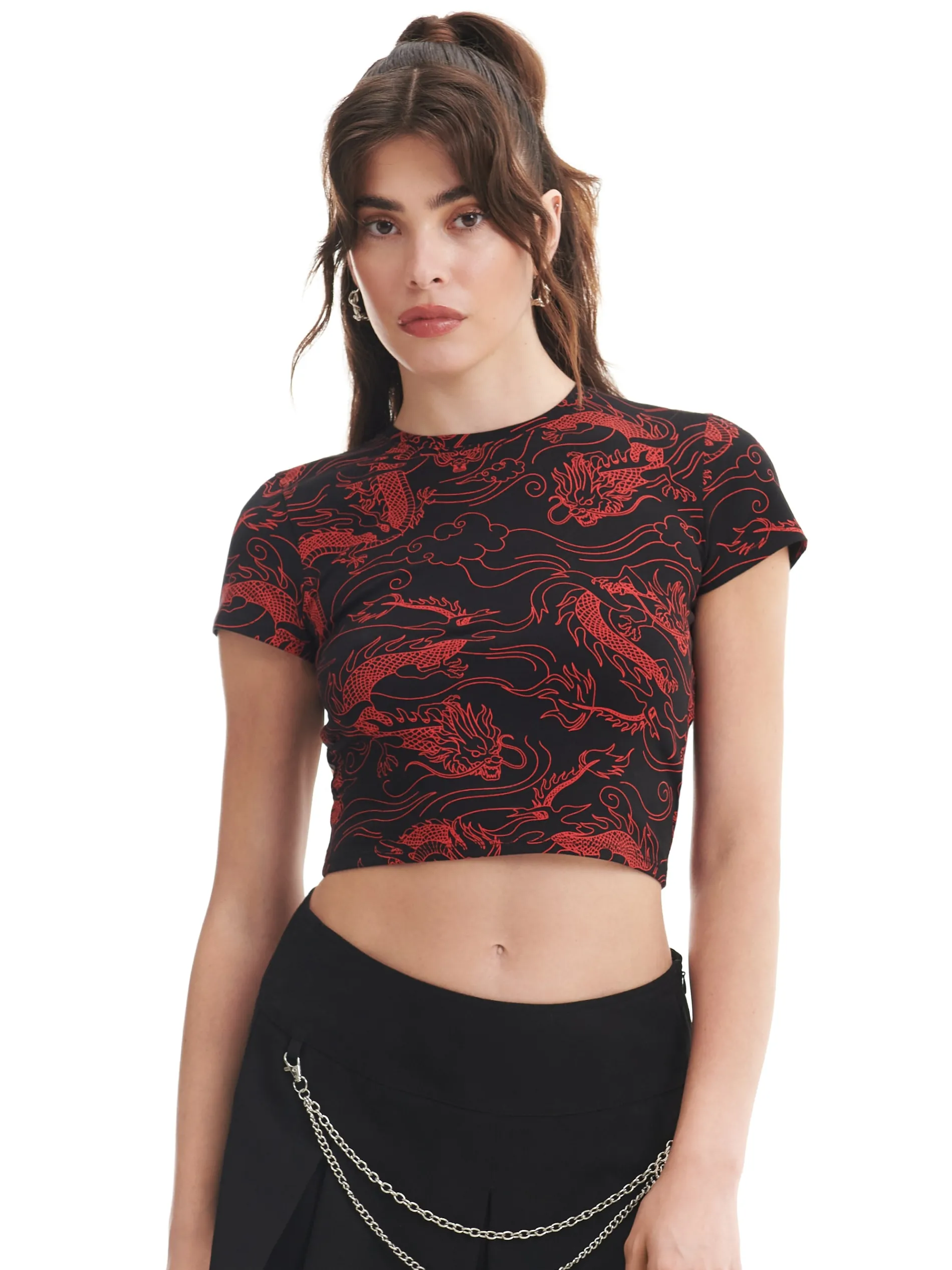 Cropp Koszulki, Topy*T-shirt z motywem smoków all over