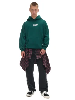 Cropp Bluzy*Zielona bluza hoodie z nadrukiem