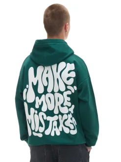 Cropp Bluzy*Zielona bluza hoodie z nadrukiem