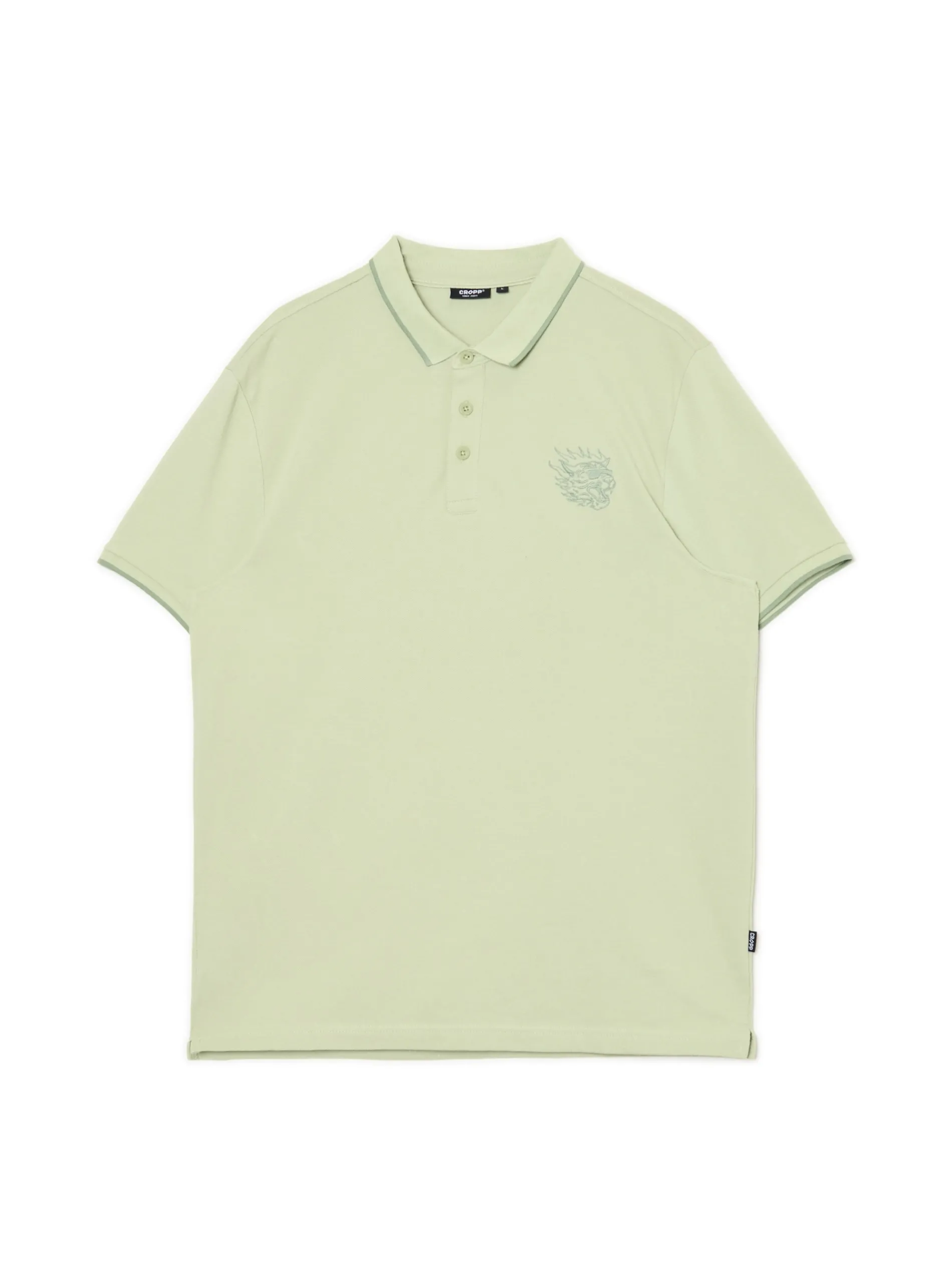 Cropp Koszulki*Zielona koszulka polo z haftem