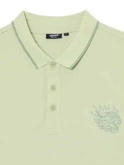 Cropp Koszulki*Zielona koszulka polo z haftem