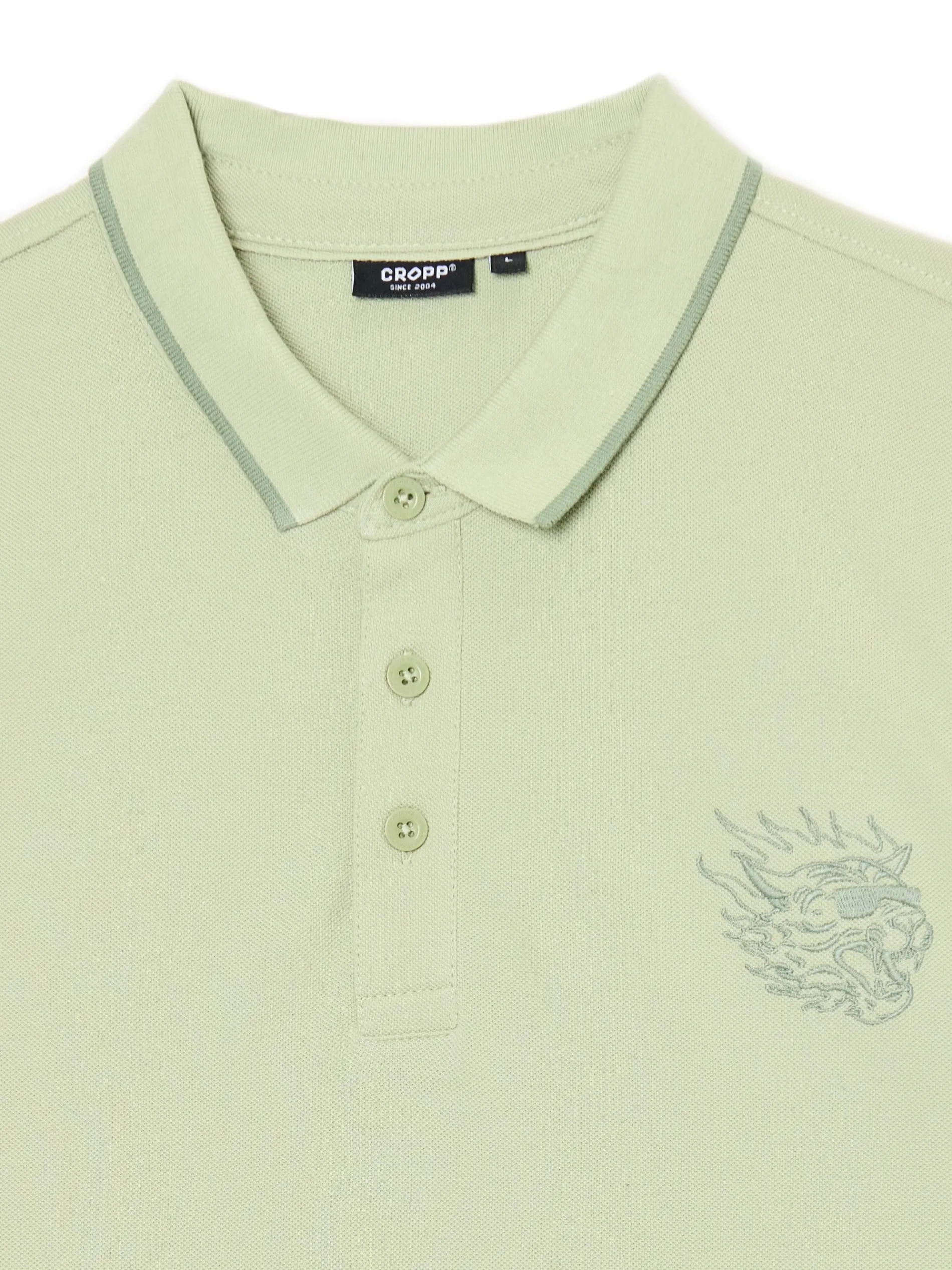 Cropp Koszulki*Zielona koszulka polo z haftem