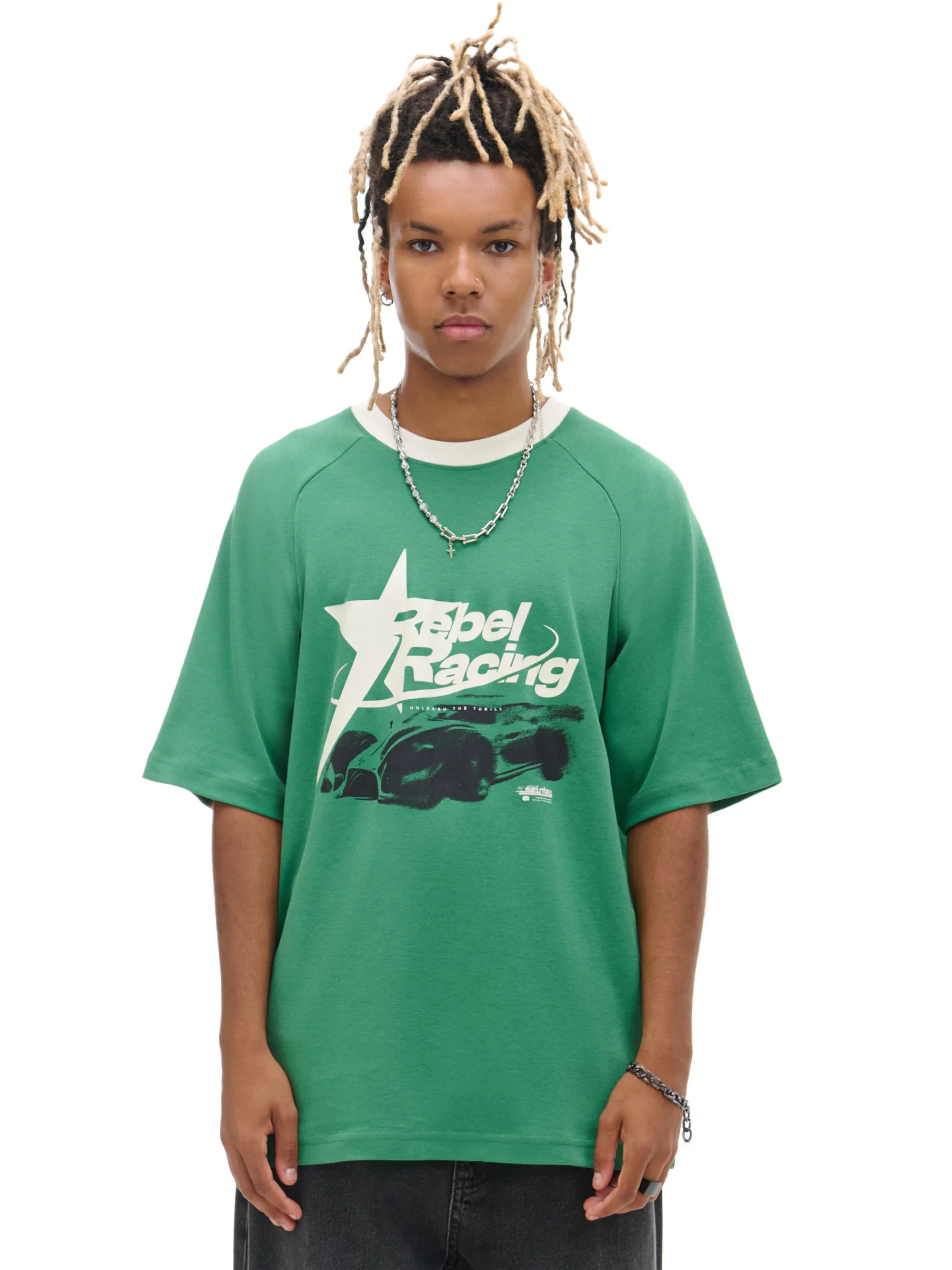 Cropp Koszulki*Zielona koszulka z nadrukiem