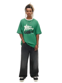 Cropp Koszulki*Zielona koszulka z nadrukiem