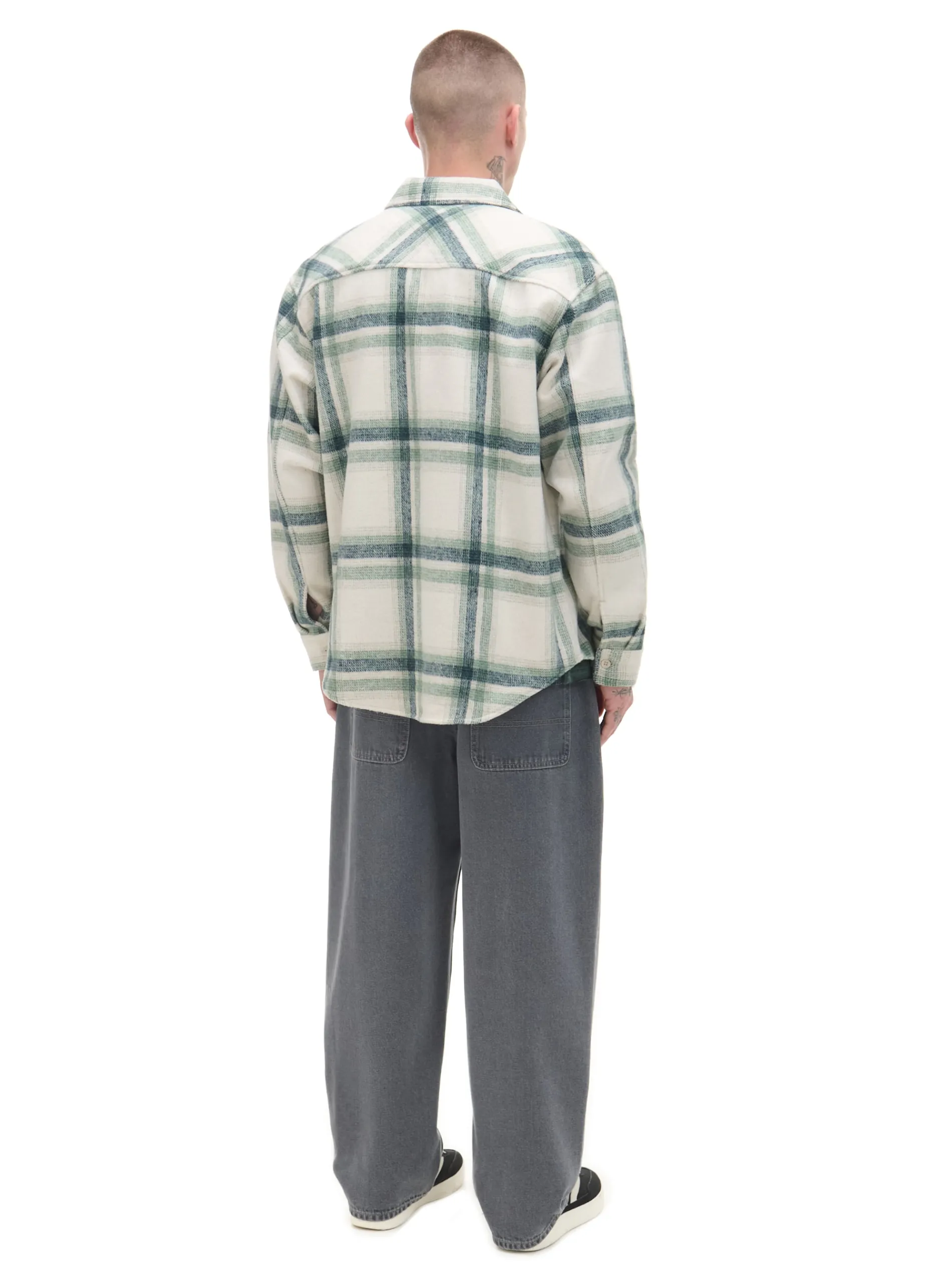 Cropp Koszule*Zielona kraciasta koszula z domieszką wełny