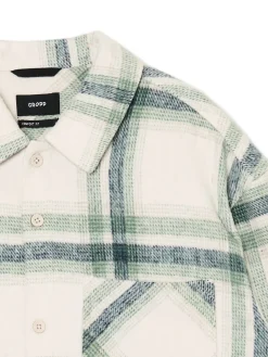 Cropp Koszule*Zielona kraciasta koszula z domieszką wełny