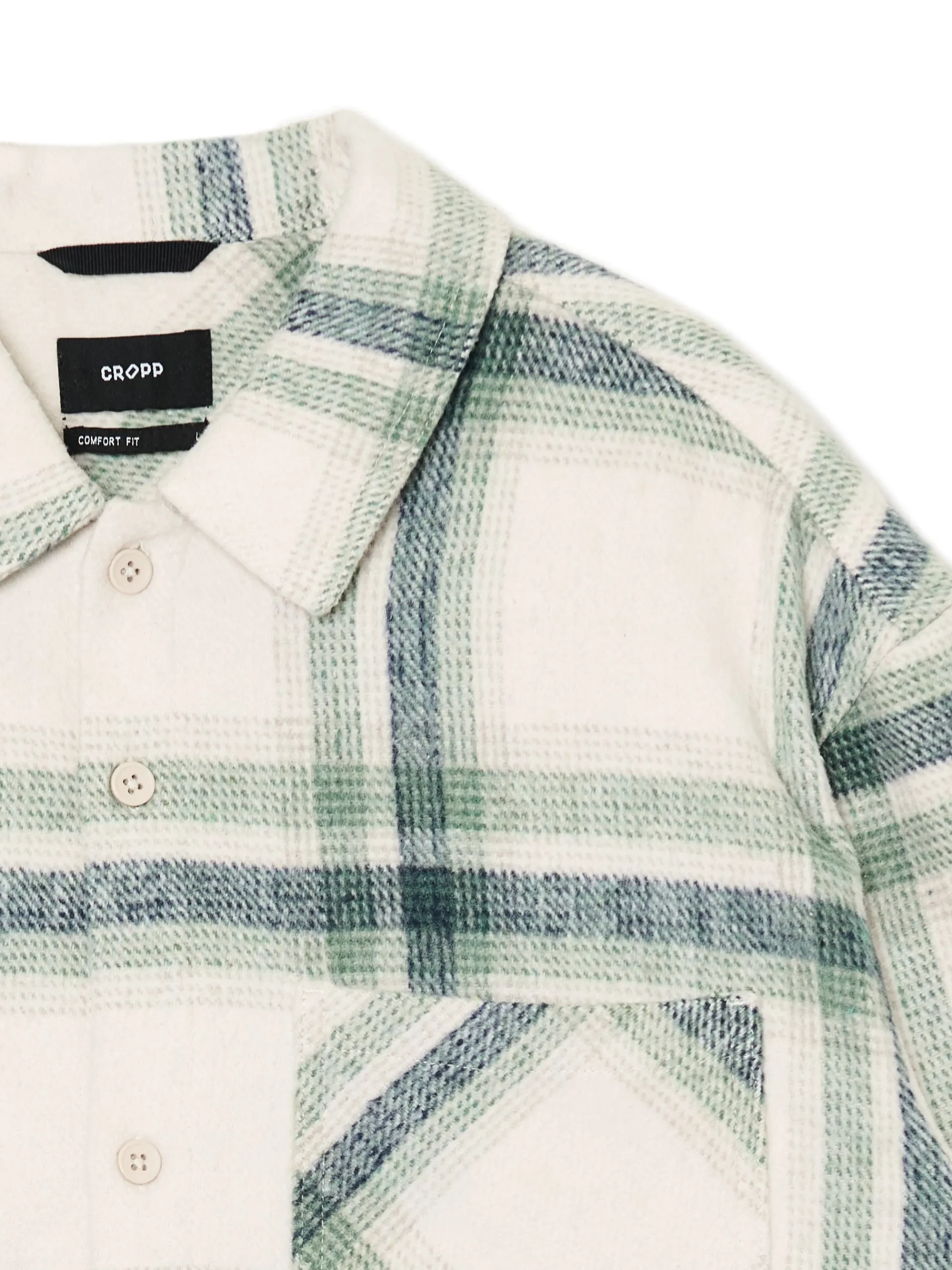 Cropp Koszule*Zielona kraciasta koszula z domieszką wełny