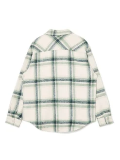 Cropp Koszule*Zielona kraciasta koszula z domieszką wełny