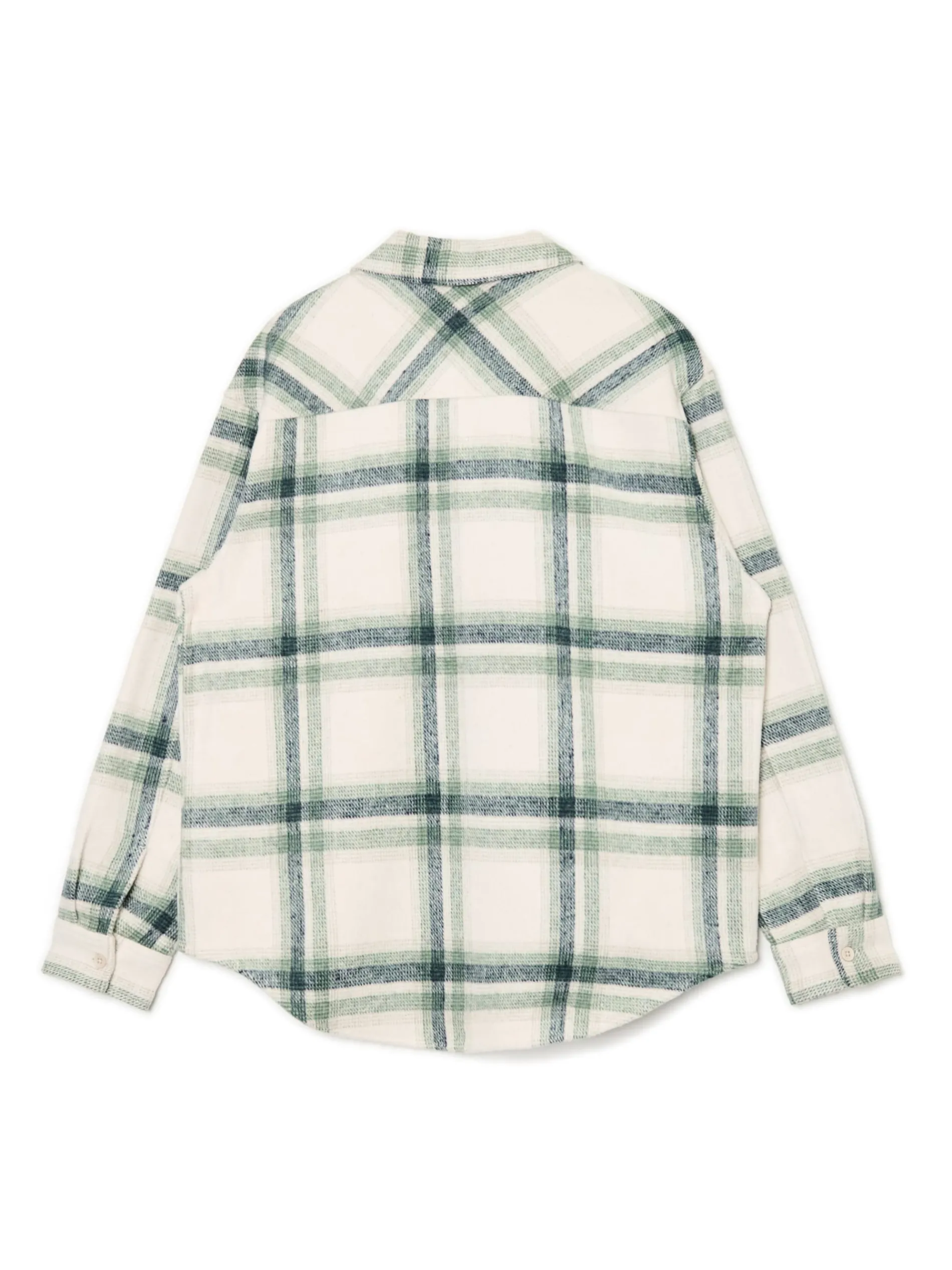 Cropp Koszule*Zielona kraciasta koszula z domieszką wełny