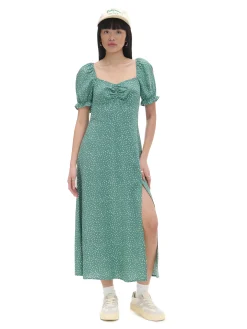 Cropp Sukienki, Kombinezony*Zielona sukienka midi w stokrotki