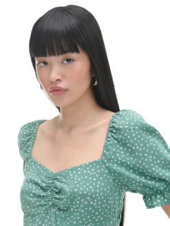 Cropp Sukienki, Kombinezony*Zielona sukienka midi w stokrotki