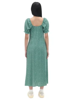 Cropp Sukienki, Kombinezony*Zielona sukienka midi w stokrotki