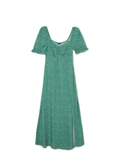 Cropp Sukienki, Kombinezony*Zielona sukienka midi w stokrotki