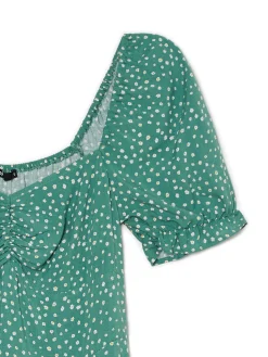 Cropp Sukienki, Kombinezony*Zielona sukienka midi w stokrotki