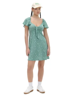 Cropp Sukienki, Kombinezony*Zielona sukienka mini w stokrotki